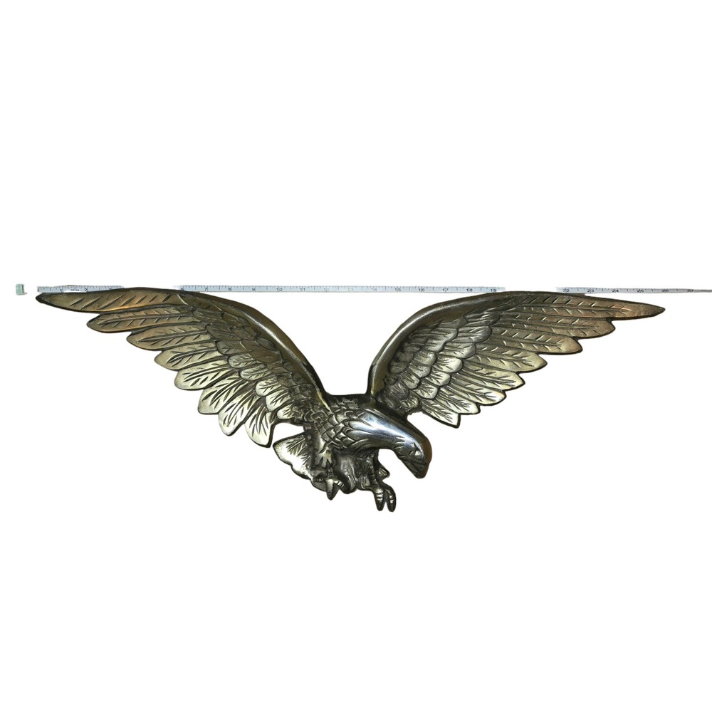 MBC Cast Brass VTG MCM Eagle In Flight Wall Plaque 26" Gold Japan 1013 Hunting - Picture 8 of 11